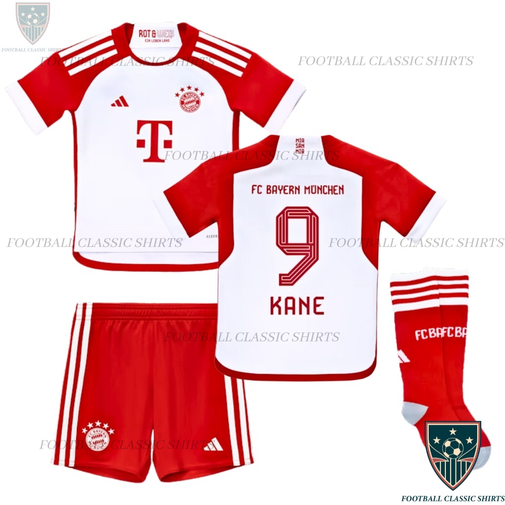 Bayern Kane 9 Home Kids Football Kit 23 24