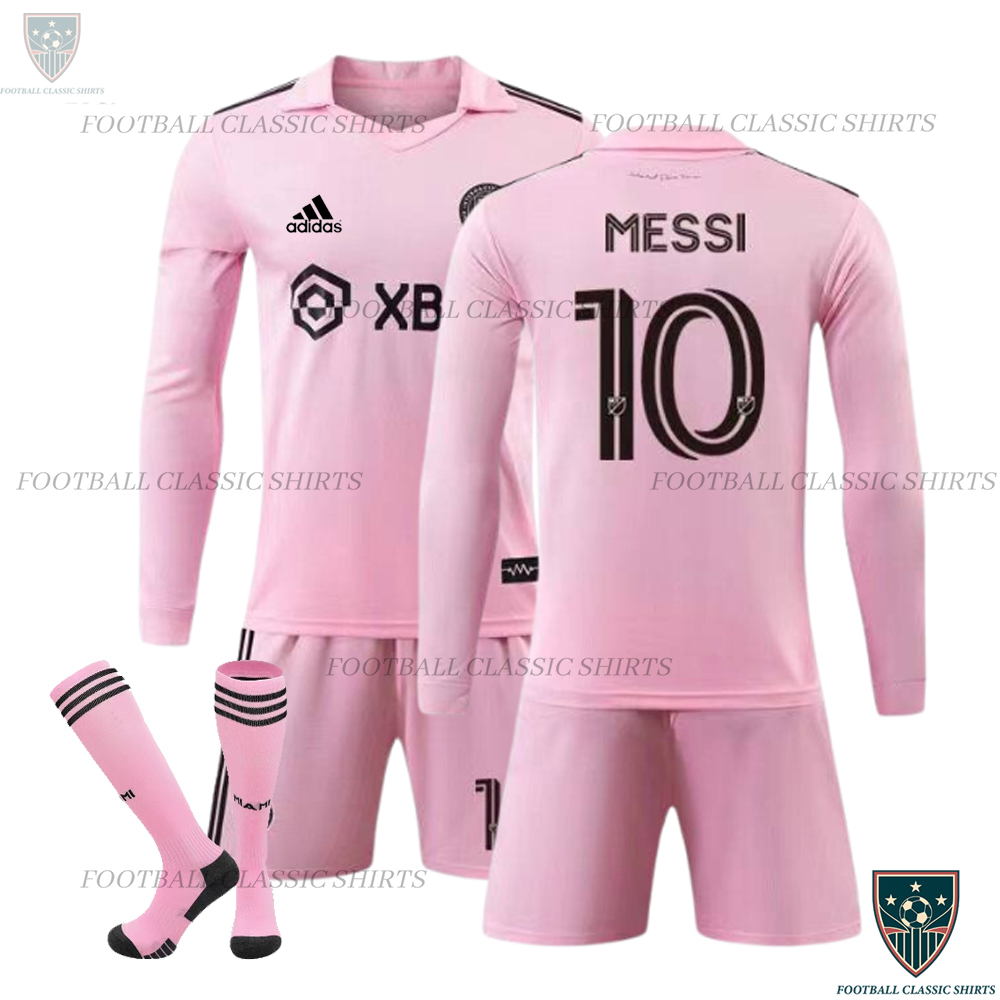 Inter Miami Home Kid Classic Kits Long Sleeve Messi 10